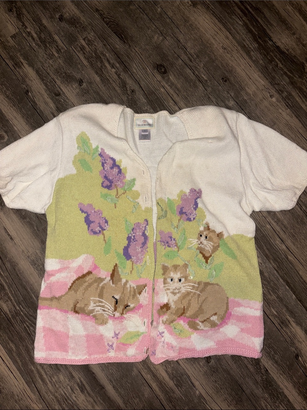 Vintage storybook cat cardigan sweater - woman’s large